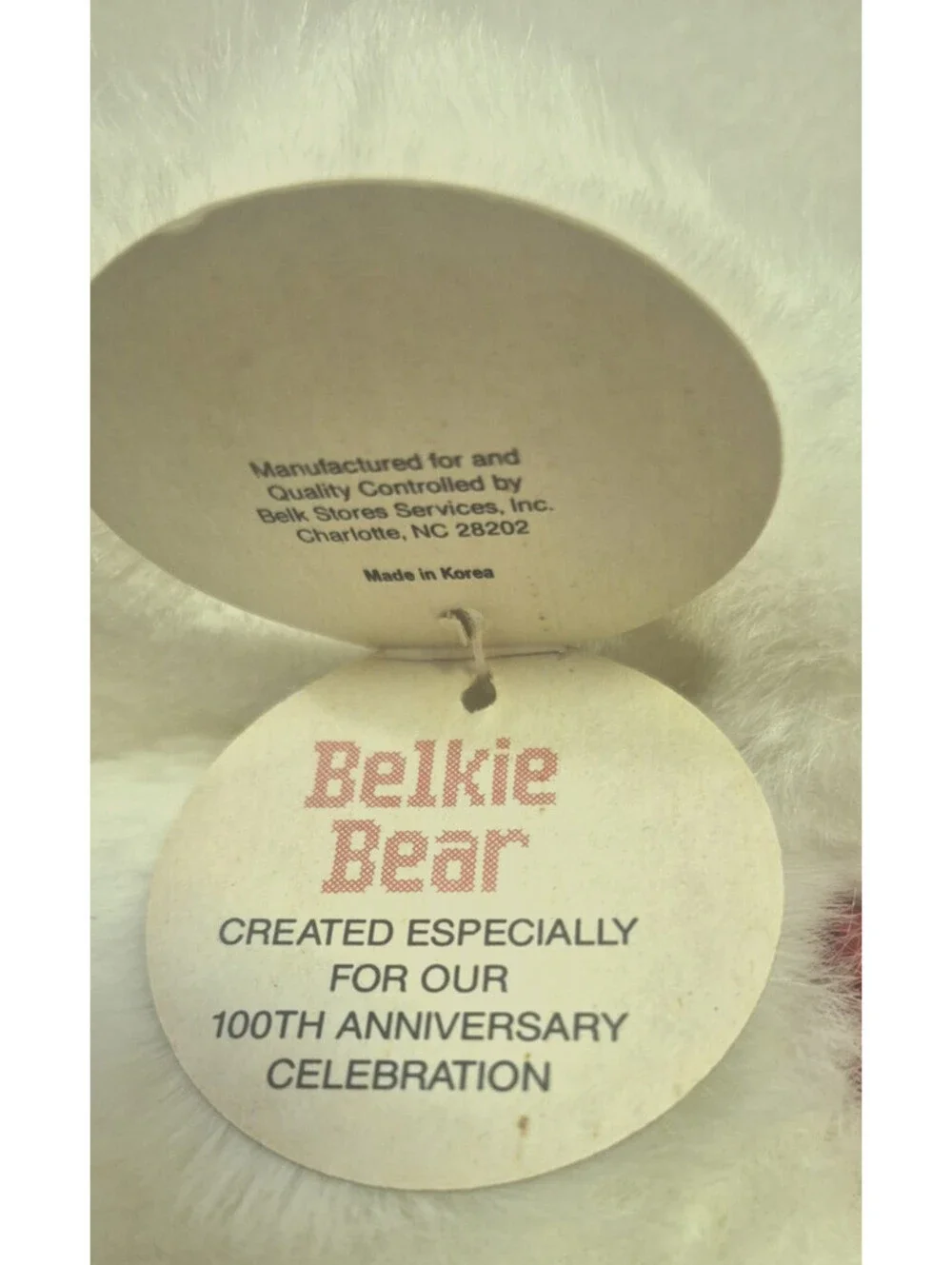 Vintage 1988 Belk Belkie Christmas Teddy Bear Plush 100th Anniversary 15